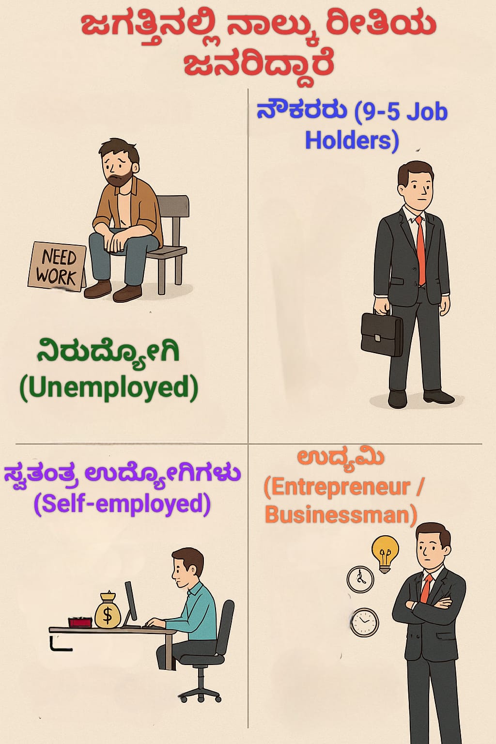 ಜಗತ್ತಿನಲ್ಲಿ ನಾಲ್ಕು ರೀತಿಯ ಜನರಿದ್ದಾರೆ