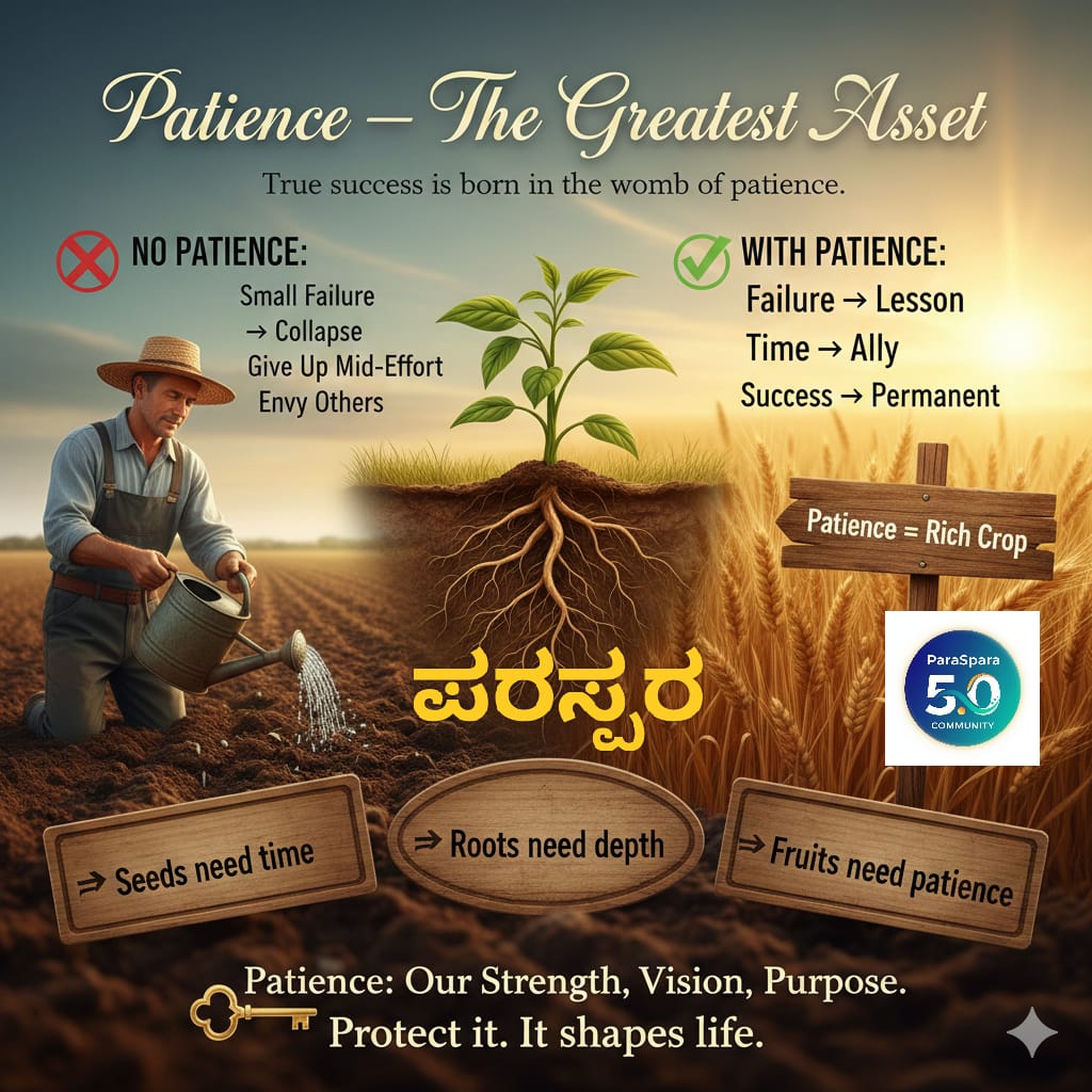 *ತಾಳ್ಮೆ – ಅತಿ ದೊಡ್ಡ ಆಸ್ತಿ*